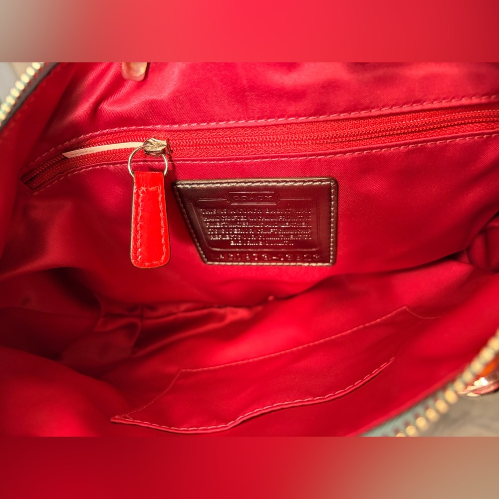 Coach Poppy Graffiti Groovy Multicolor Graphic Print Shoulder Bag with Red Trim - Picture 8 of 10